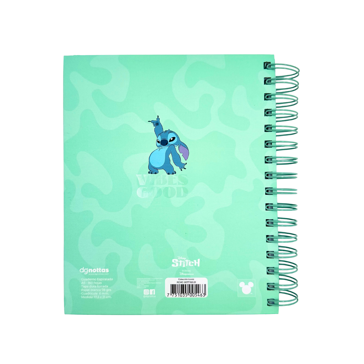 Cuaderno A5 Stitch (verde agua)