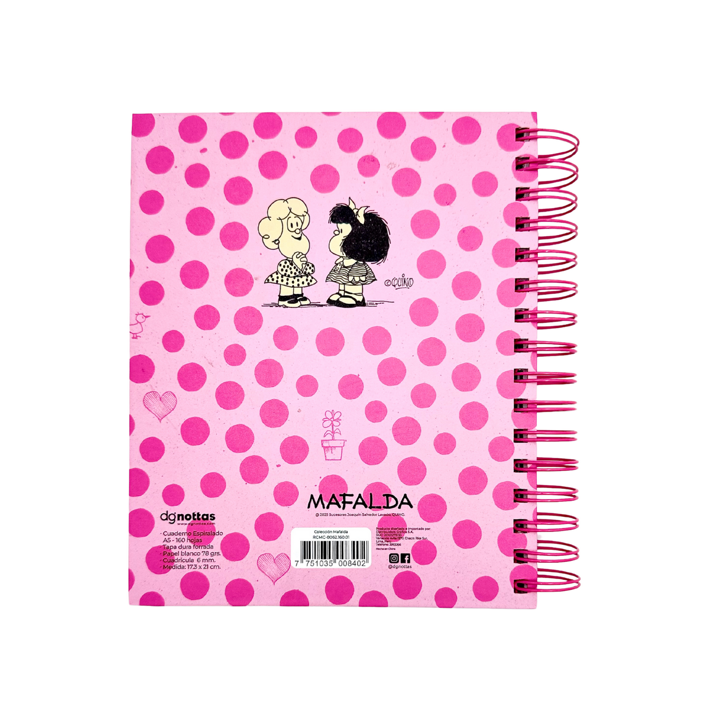 Cuaderno A5 Mafalda (rosado)