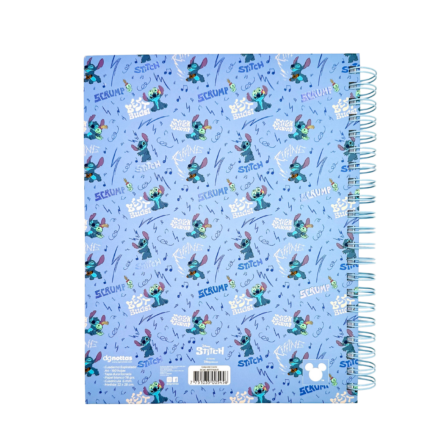 Cuaderno A4 Stitch (celeste)