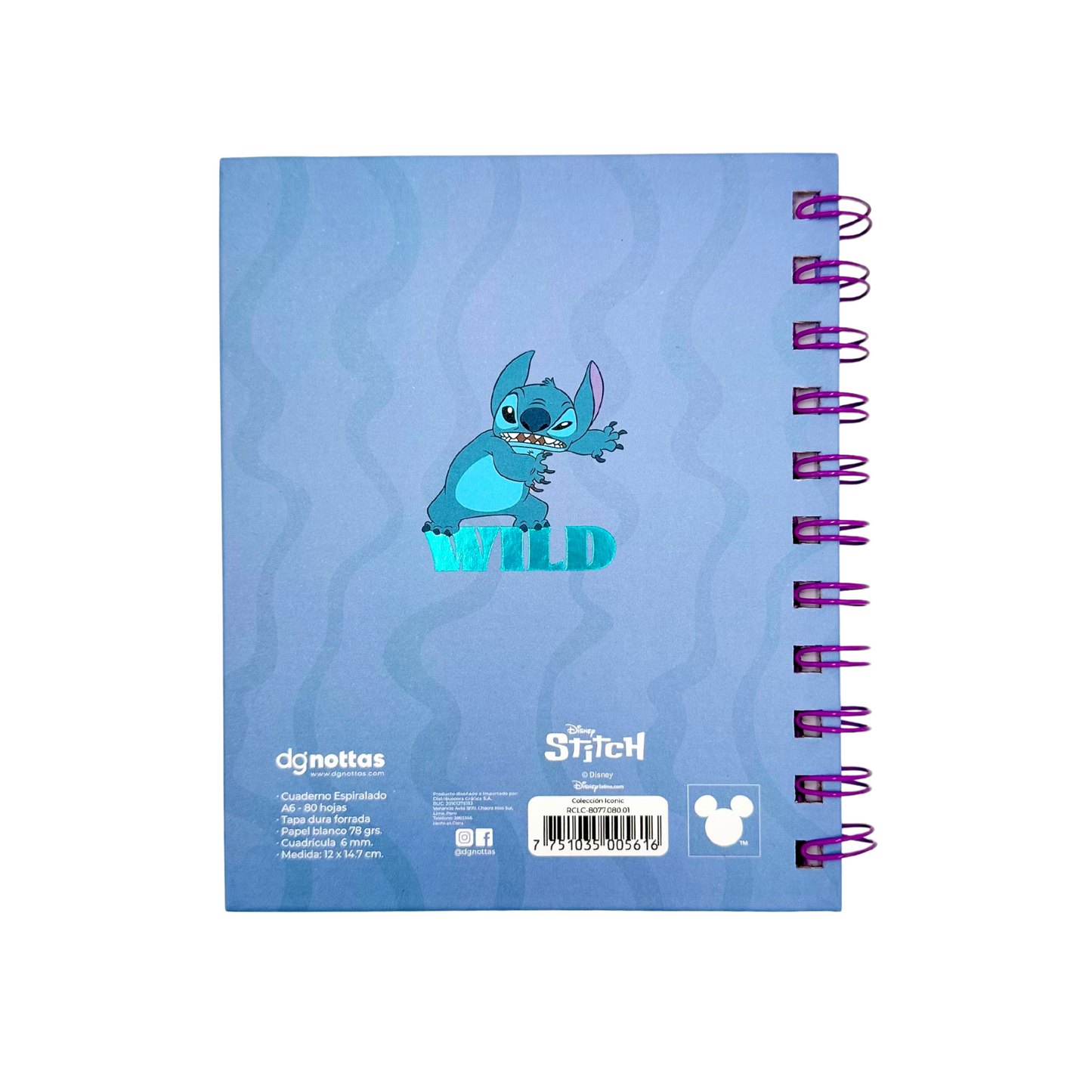 Libreta A6 Stitch (celeste)