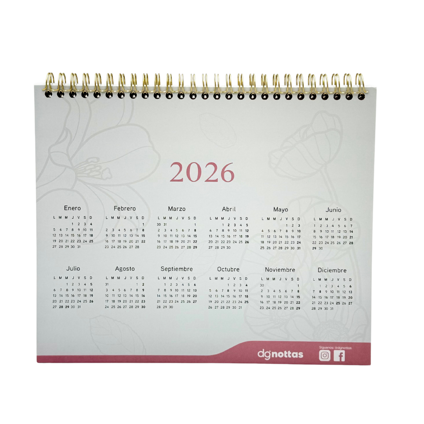 Calendario 2025 escritorio Bloom